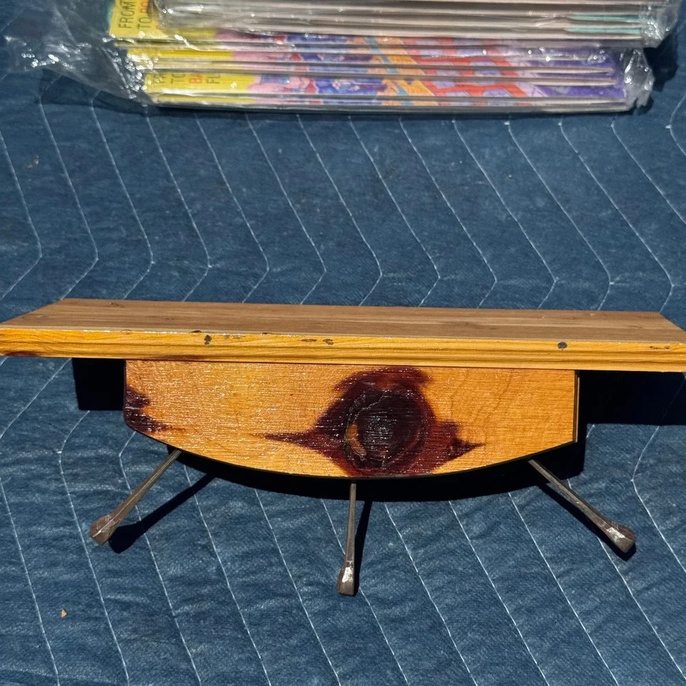 Vintage Cedar Wood Western‎ Wall Rack Hang 'em Here Pardner Horseshoe Nail Hooks